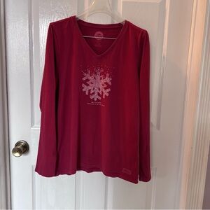 Life is Good Women's Snowflake Long Sleeve Shirt